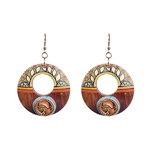 Image of Royal Queen & Empress Handcrafted Tribal Dhokra Earrings Collection for Women - Wooden, Fabric & Round Statement Ethnic Designs in Multiple Colours