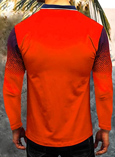 Jmierr Mens Long Sleeve Button Down Polo Shirts Casual Lightweight Stretch Golf Tee Shirt For Men,Us 37.5(S),Red #TOP1