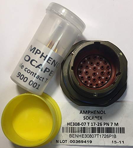 Contact circulaire MIL 26pos. Male HE308-07T17-26PN7M à haute conductivité pour câblage MIL-DTL-38999