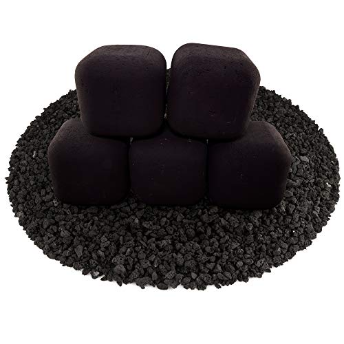 Ceramic Fire Squares | Set Of 5 | Modern Accessory For Indoor And Outdoor Fire Pits Or Fireplaces – Brushed Concrete Look | Midnight Black, 6 Inch #TOP1