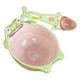 Cuchara Divertida De Rana | Juego De Menaje De Mesa De Rana Con Cuchara Y Bol,Menaje De Cocina De Cerámica Divertido - Para Hogar, Fiestas, Comida, Niños, Adultos, Mujeres, Niñas, Sopa, Postre,