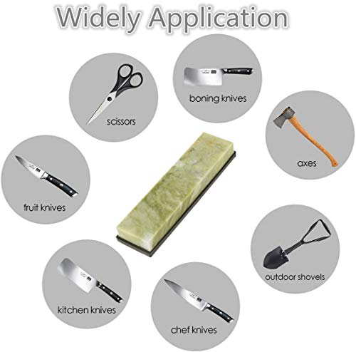 Knife Sharpening Stones, 10000 Grit Professional Chef Whetstone Sharpener Natural Emerald Fine Whetstone Grindstone With Nonslip Draining Base #TOP7