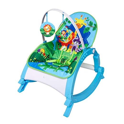 Cadeira de descanso vibratória musical com bandeja removível azul até 11kgs