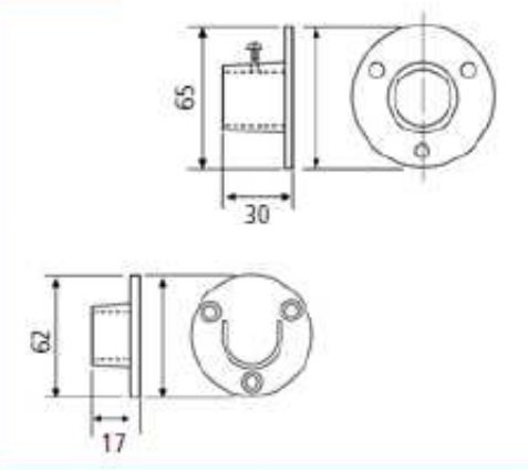 Heavy Duty Stainless Steel Open and Closed Support Rod Socket Flange for Round Poles up to 1-1/3