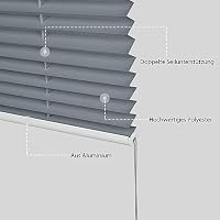 Sekey Plissee ohne Bohren Verdunkelung, Fenster Plissee Klemmfix Jalousie 90 cm breit, Verspannt Blickdicht Sonnenschutz Fensterollo, 90x100cm, Grau – Ansicht 4