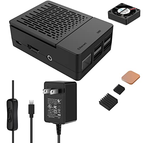 [5V 3A 15W] iUniker Raspberry Pi 3 Case, Power Supply With Switch for Pi 3 B+ (UL Listed)