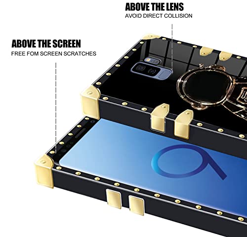 Astronaut Hidden Stand Case Cover For Samsung Galaxy S9 Plus, Samsung S9+, 6D Plating Spaceman Cartoon Cute Phone Case Shockproof Tpu Protective Case For Samsung Galaxy S9+ (S9 Plus, Black) #TOP1