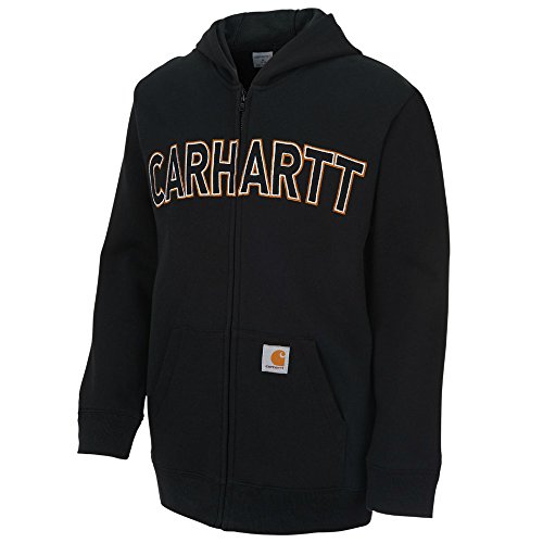 Carhartt boys Zip-up Hooded Long Sleeve Sweatshirt Sweater, Black, 24 Months US
