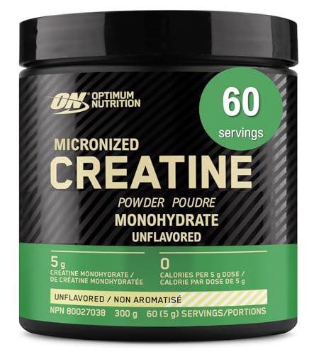 Optimum Nutrition Micronized Creatine Monohydrate Powder, Unflavored, 300g - 60servings (packaging may vary)