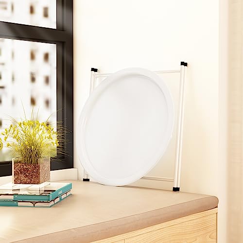 FSTAR Small Round Side End Table, Small Round Nightstand, Portable Folding Metal Accent Table Next to Couches/Sofas, or Against a Wall (White, 1PCS)