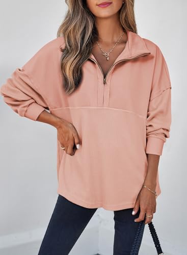 Image of SHEWIN Women Fall Sweatshirt Casual Half Zip Pullover Fall Top 2026 Clothes