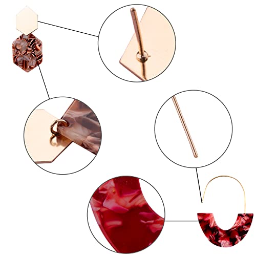 Duufin 24 Pairs Acrylic Earrings For Women Girls Mottled Acrylic Hoop Earrings Resin Earrings Drop Dangle Tortoise Shell Earring Polygonal Bohemian Fashion Jewelry Earrings Acrylic Earring Set #TOP2