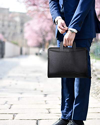 Travigo 3-Ring Business Leather Portfolio Retractable Handles Solar Calculator Professional Business Folder Resume Document Organizer Notepad Included (Burgundy) #TOP4