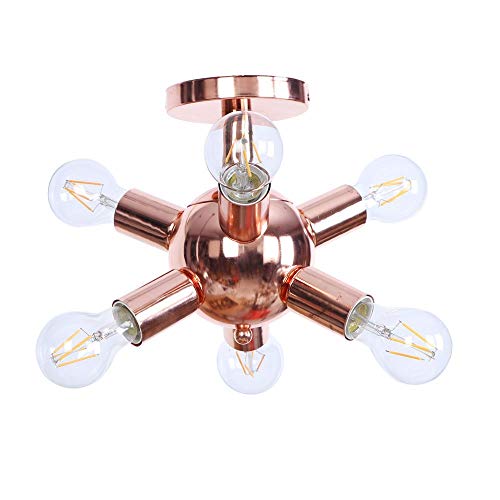 Lámpara de techo E27 para sala de estar con seis luces potentes oro rosa 3