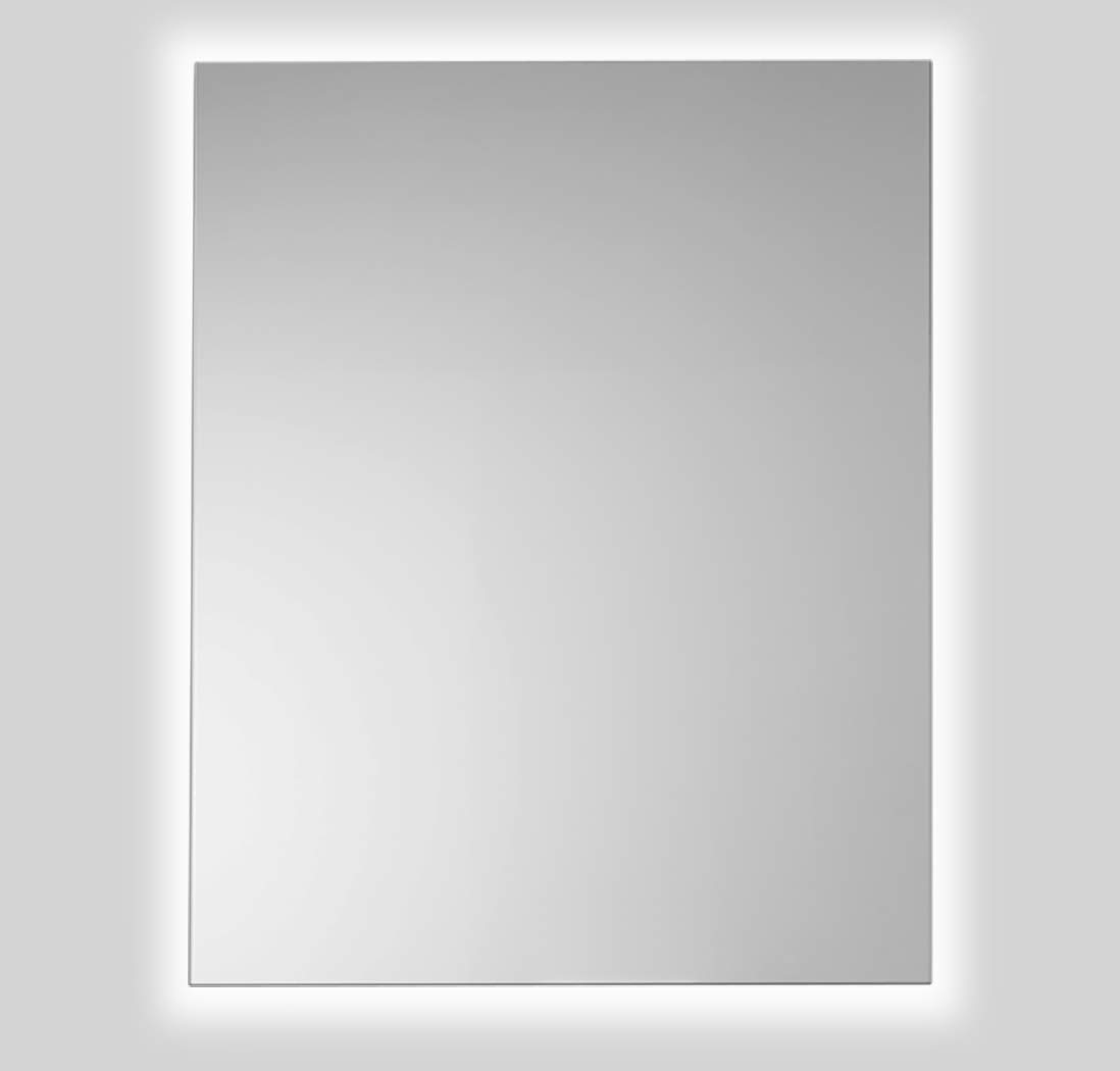 Espejo de Baño Lux de 80x100 Vertical con Luz Led Blanca Perimetral de 5700K Decorativa Indirecta Incorporada sobre el Marco Interior y Lámina Antivaho de Fácil Instalación