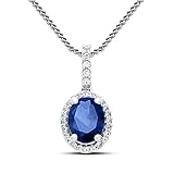 Main Stein: Saphir & CZ, Stein Farbe: Blau und Weiß; Stein Form: oval & rund (Stein Behandlung: lab-treated)