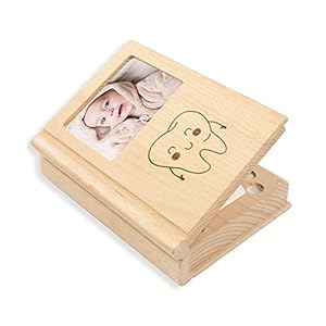 Babytandendoos, houten kinderaandenken-organizer voor babytanden, melktanden bewaarorganizerkit met pincet en lanugo…