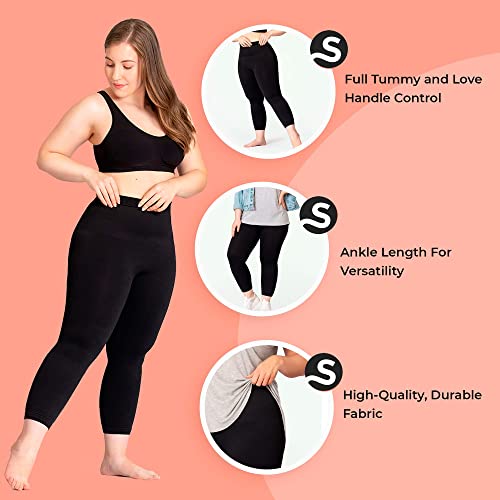 Shapermint Midwaist Shaping 7/8 Capri Leggings Medium Compression Shapewear Black #TOP3