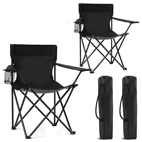 Canpsky 2 Pack Portable Camping Chairs Folding Lawn Chair Outdoor Lightweight Beach Chair with Cup...