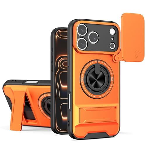Coque Xiaomi 15T orange antichoc avec protège-objectif coulissant en silicone rigide