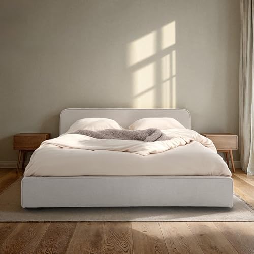 IDIMEX Polsterbett MARINI Doppelbett 120x200 cm in hellgrau - Bett gepolstert mit Lattenrost, modernes Design & stabiles Holzgestell mit Kunststofffüßen