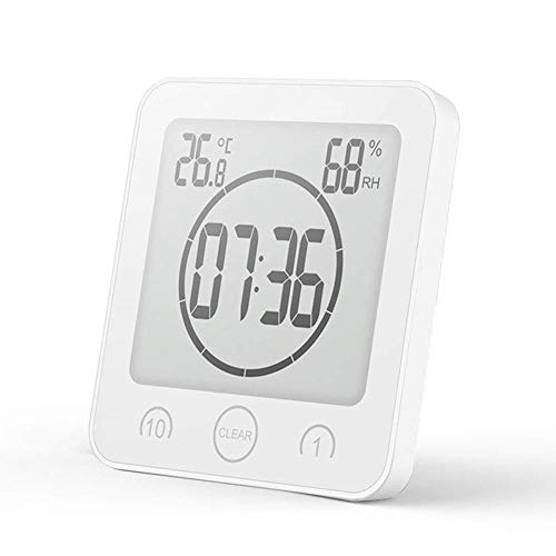 LCD Digitaler Wecker, Digitale Wanduhren Wasserdicht, Duschbad Wand Sauguhr, Timer Countdown Wecker Zeit Temperatur Luftfeuchtigkeitsmesser