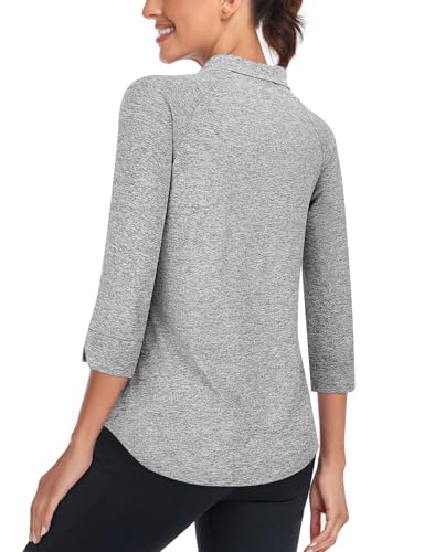Image of Cucuchy Style Womens Golf Shirt 3 /4 Sleeve Quarter Zip Workout Tennis Tops Quick Dry UPF 50+ Shirts