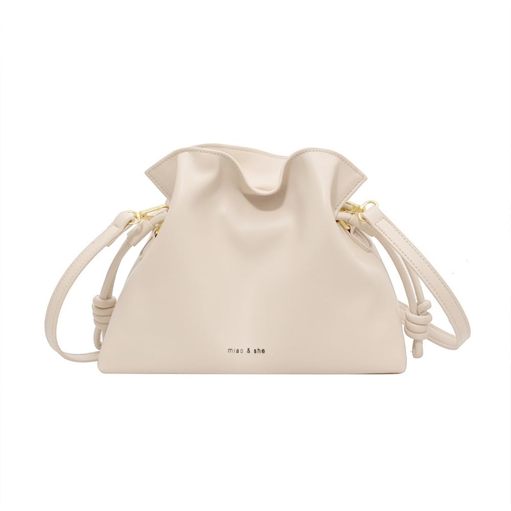 Damen Cloud Drawstring Bucket Bag, Mode Minimalistische Handtaschen Vielseitige PU Leder Crossbody Schulter Hobo Geldbörse