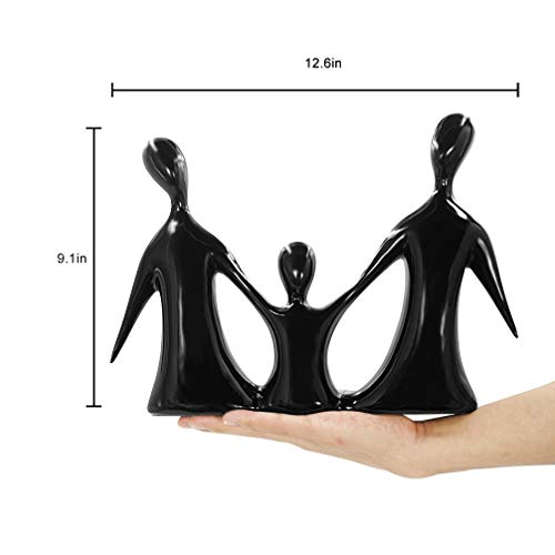 Dreamseden Family Of 3 Figurines, Modern Art Family Sculpture Parents And Child Statue, Home Decor Tabletop Shelf Decoration, Gifts For Dad And Mother (Black) #TOP6