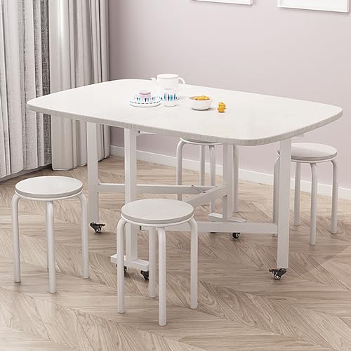 Table à abattant design bois gain de place avec roues - 2