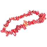 CLISPEED Pulsera Decorativa de Piedra Natural Roja Coral Cadena de Muñeca de Moda Piedras Trituradas Accesorio de Joyería para Mujer Adecuado para Fiesta y Uso Diario