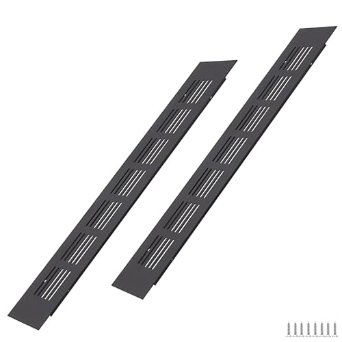 WJUAN Rejilla de ventilación de aluminio, 300X50MM, Negro, rectangular, para armarios, dormitorios y puertas