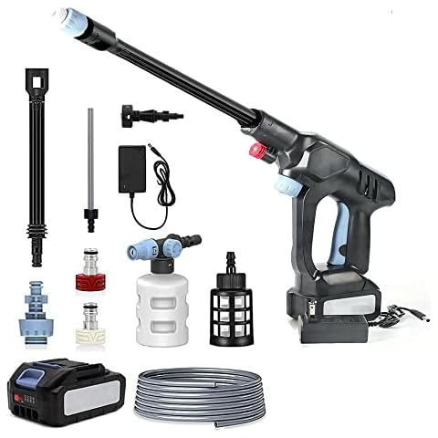 ASHL 21V Cordless Pressure Washer 24VF Battery Portable Pressure Washer Power Washer with 350W Super Moter 3.2 L/min Compact Pressure Cleaner, Suitable for Patio Cleaning and Car Washing, Black Cover