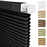 Shade&Beyond No Drill No Tools 22' W X 48' H Black Blackout Cellular Shades Easy to Install for Indoor Windows Cordless Honeycomb Blinds Thermal Insulated Noise Reduction,Custom Size