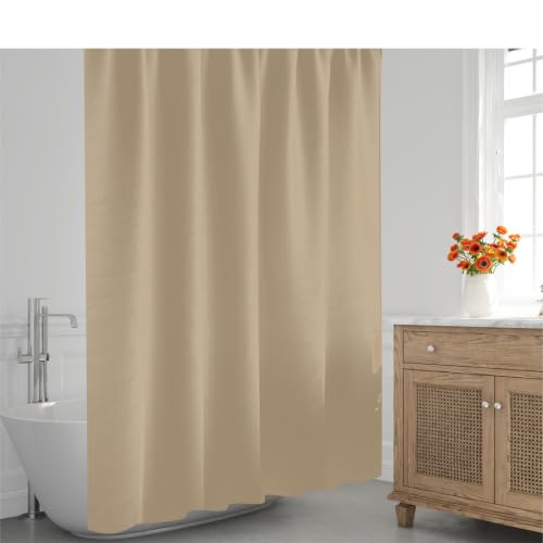 Rideau de douche lavable en machine beige chaud polyester imperméable