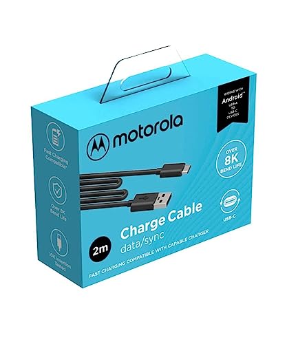 Motorola, Cabo de Dados 2 Metros USB-A - USB-C, Preto