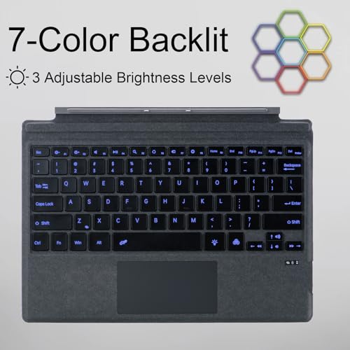 Teclado Bluetooth Surface Pro con trackpad multitáctil y retroiluminación mobee carbón 4