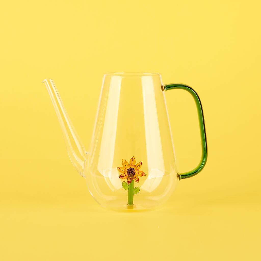 Balvi Regadera Botanical Sunflower Color Amarillo Hecha a Mano en borosilicato Vidrio 1 L