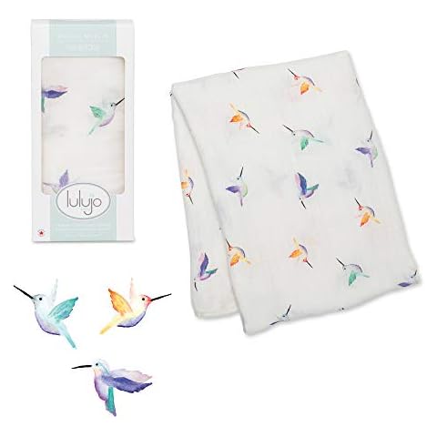 lulujo Baby Swaddle Blanket| Unisex Softest Bamboo Viscose Muslin Swaddle Blanket| Neutral Receiving Blanket for Girls & Boys 47in x 47in Hummingbird Cover