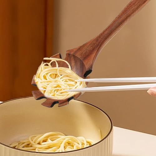 Cuchara de madera para pasta y fideos con mango largo 4