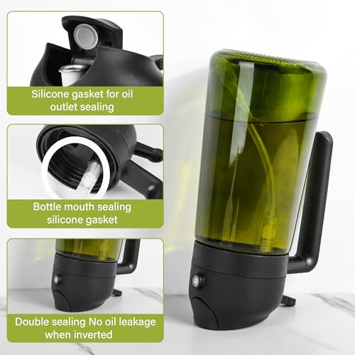 Image of Kitchen Maiden 2 In 1 Oil Dispenser, Kitchenmaiden 2-in-1 Oil Dispenser and Oil Sprayer,16 oz Olive Oil Dispenser Bottle, Olive Oil Dispenser & Oil Sprayer For Kitchen