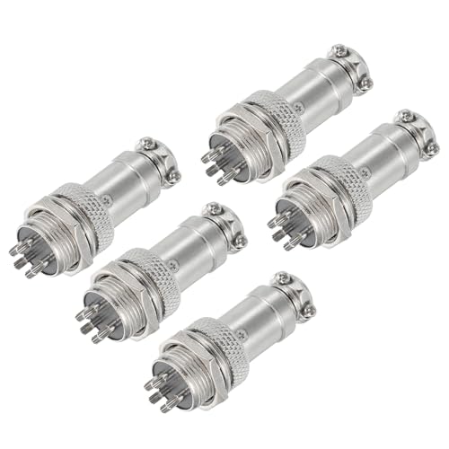 Amazon | uxcell 5Pcs 5ピン GX16 航空コネクター 250V 15A 16mm