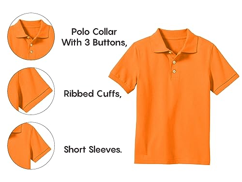 Image of Galaxy by Harvic Polo Shirt for Boys - 5 Pack School Uniform for Boys, Tagless Cotton Blend - Soft Comfortable Everyday Wear