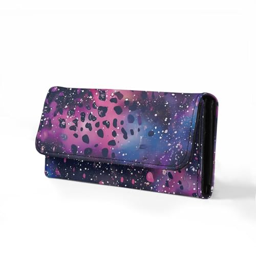 Image of AFPANQZ Starry Leopard Pattern Women Wallet Soft Leather Designe, Travel Party Shopping Outdoor Vintage Phone Holder Pockets