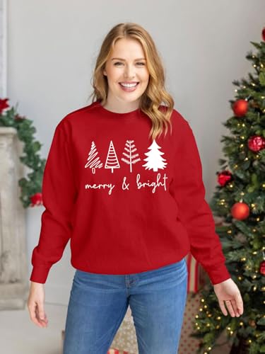 Christmas Sweatshirts for Women Funny Christmas Tree Xmas Cute Graphic Long Sleeve Shirt