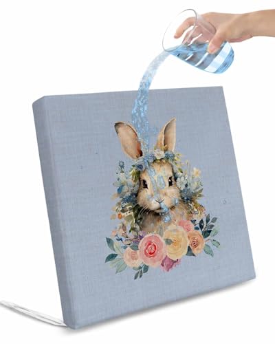 Pinroote Blue Bunny Easter Patio Cushion Covers, Outdoor Cushion Covers Waterproof Seat Cushion Slipcovers, Spring Floral Blue Pink Botanical Rustic Chair Cushion Cover 22
