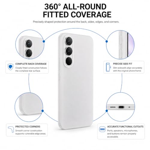 Image of FIRST MART Back Cover for Vivo V70 FE | Ultra-Thin Frosted Matte Semi-Transparent Silicone Case, Anti-Slip Grip, Precise Fit | White