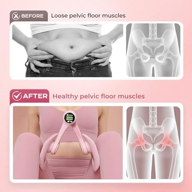 Thigh Master, 2025 Upgrade Kegel Exerciser, 3 Levels Resistance Adjustable Pelvic Floor Muscle Trainer, Inner Thigh Workout Equipment with Smart Screen,Thigh Slimmer & Hip Strengtheners