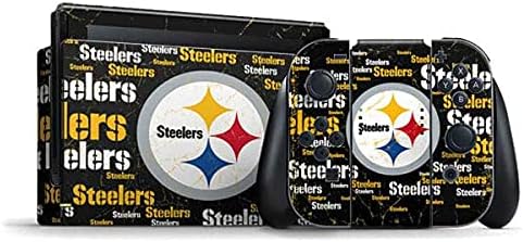 Skinit Decal Gaming Skin Compatible with Nintendo Switch Bundle - Officially Licensed NFL Pittsburgh Steelers Black Blast Design