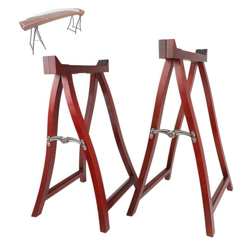 Quxxuol譜面台 琴スタンド 立奏台 折りたたみ式 A型古筝スタンド 天然木製 軽量コンパクト設計 持ち運びが簡単 安定した耐荷重 練習・演奏・公演用 (レッド,ペア)